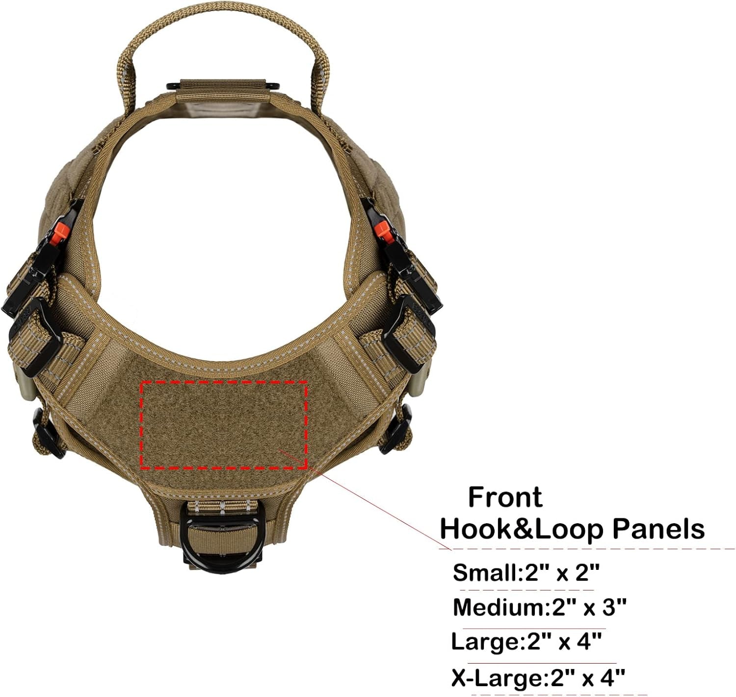 Tactical Dog Harness,X-Large Size, 2X Metal Buckle,Working Dog MOLLE Vest with Handle,No Pulling Front Leash Clip,Hook and Loop Panel