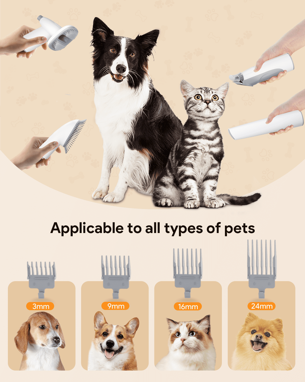 Dog Grooming Kit & Vacuum, Suction 99% Pet Hair, 2.5L Large Capacity Dust Cup, 5 Pet Grooming Tools, Low Noise Dog Hair Remover Pet Grooming Supplies for Dogs Cats