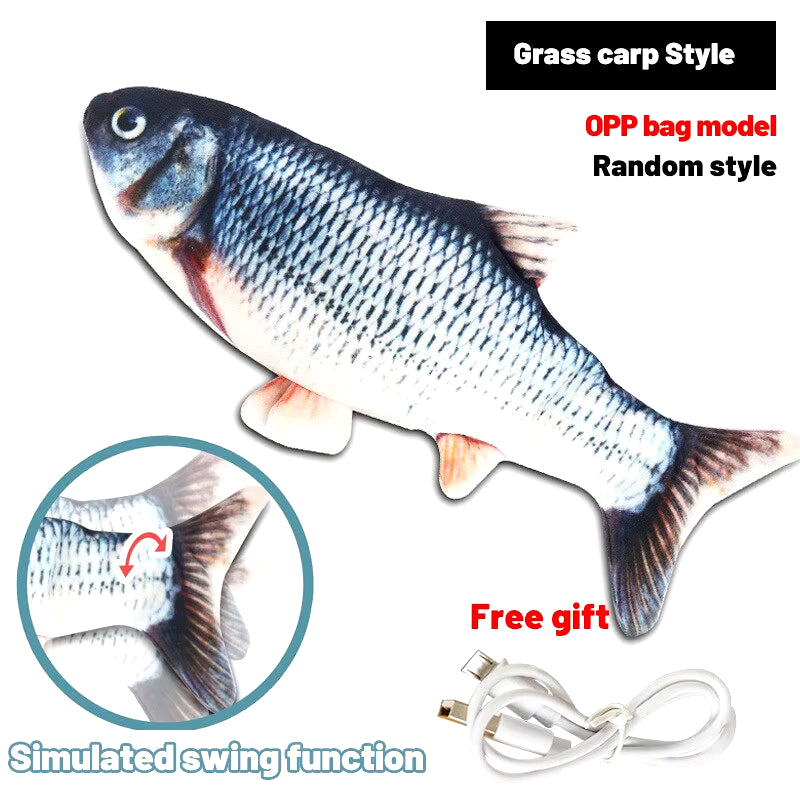 Pet Fish Toy Soft Plush Toy USB Charger Fish Cat 3D Simulation Dancing Wiggle Interaction Supplies Favors Cat Pet Chewing Toy