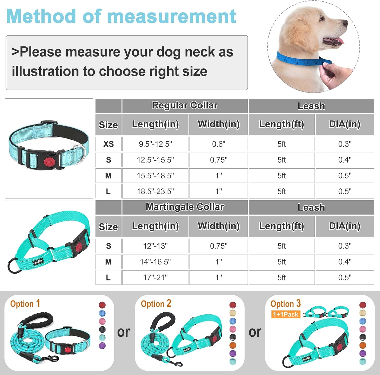 2 Packs Martingale Dog Collar with Quick Release Buckle Reflective Dog Training Collars for Small Medium Large Dogs