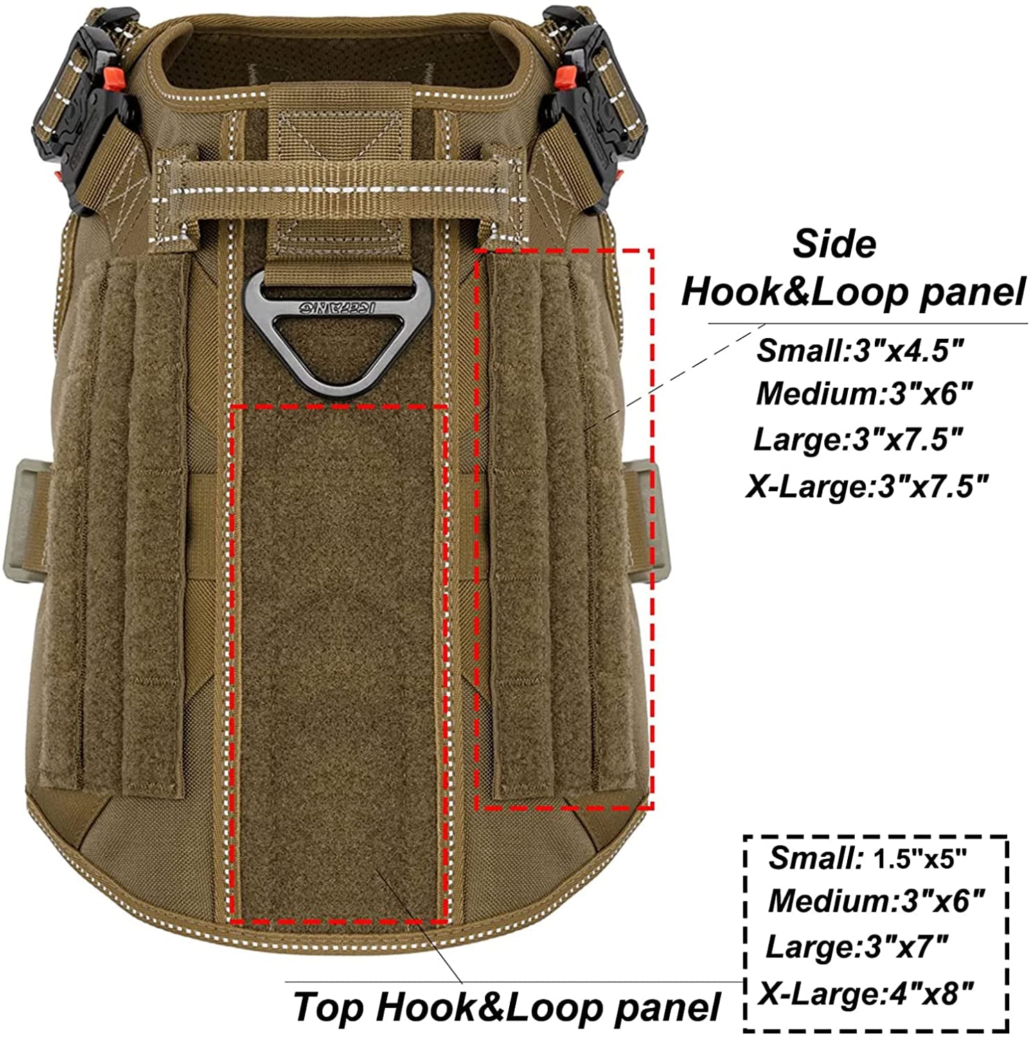 Tactical Dog Harness,X-Large Size, 2X Metal Buckle,Working Dog MOLLE Vest with Handle,No Pulling Front Leash Clip,Hook and Loop Panel