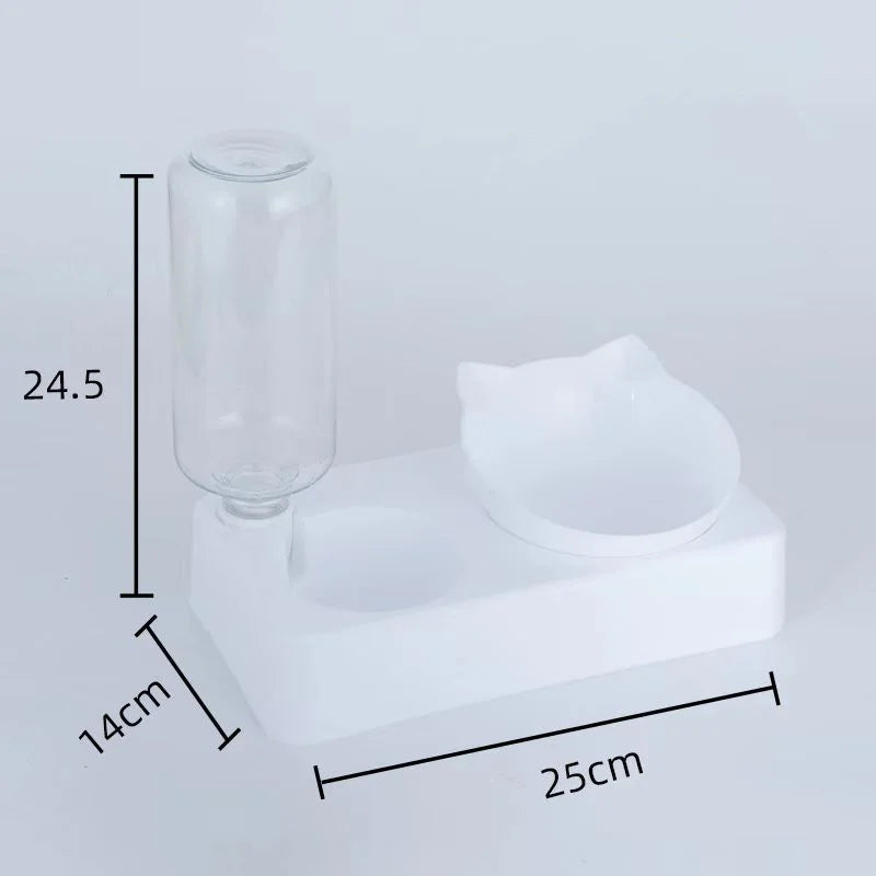 Dual-Purpose Pet Bowl Tilt to Protect Cervical Vertebrae Dog Food Bowl Automatic Drinking Feeder Pet Feeding Supplies