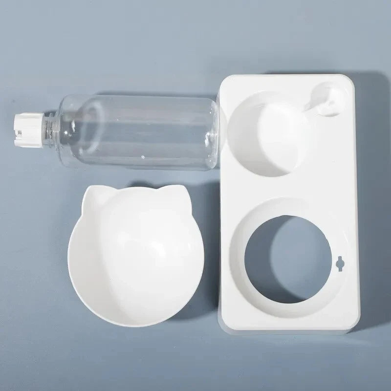 Dual-Purpose Pet Bowl Tilt to Protect Cervical Vertebrae Dog Food Bowl Automatic Drinking Feeder Pet Feeding Supplies