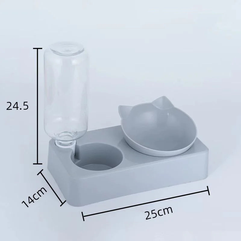 Dual-Purpose Pet Bowl Tilt to Protect Cervical Vertebrae Dog Food Bowl Automatic Drinking Feeder Pet Feeding Supplies