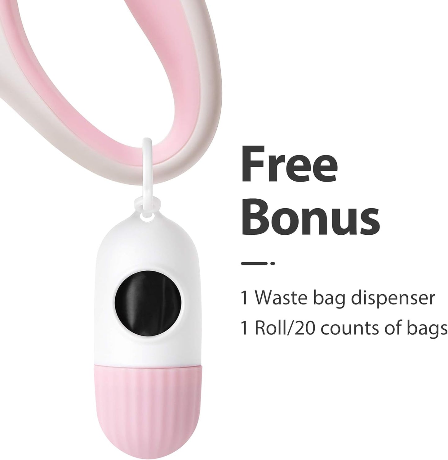 Retractable Dog Leash with Dispenser and Poop Bags, 10 Ft Pet Walking Leash for X-Small Dog or Cat up to 18 Lbs, Anti-Slip Handle, Tangle Free, Reflective Nylon Tape (XS, White)