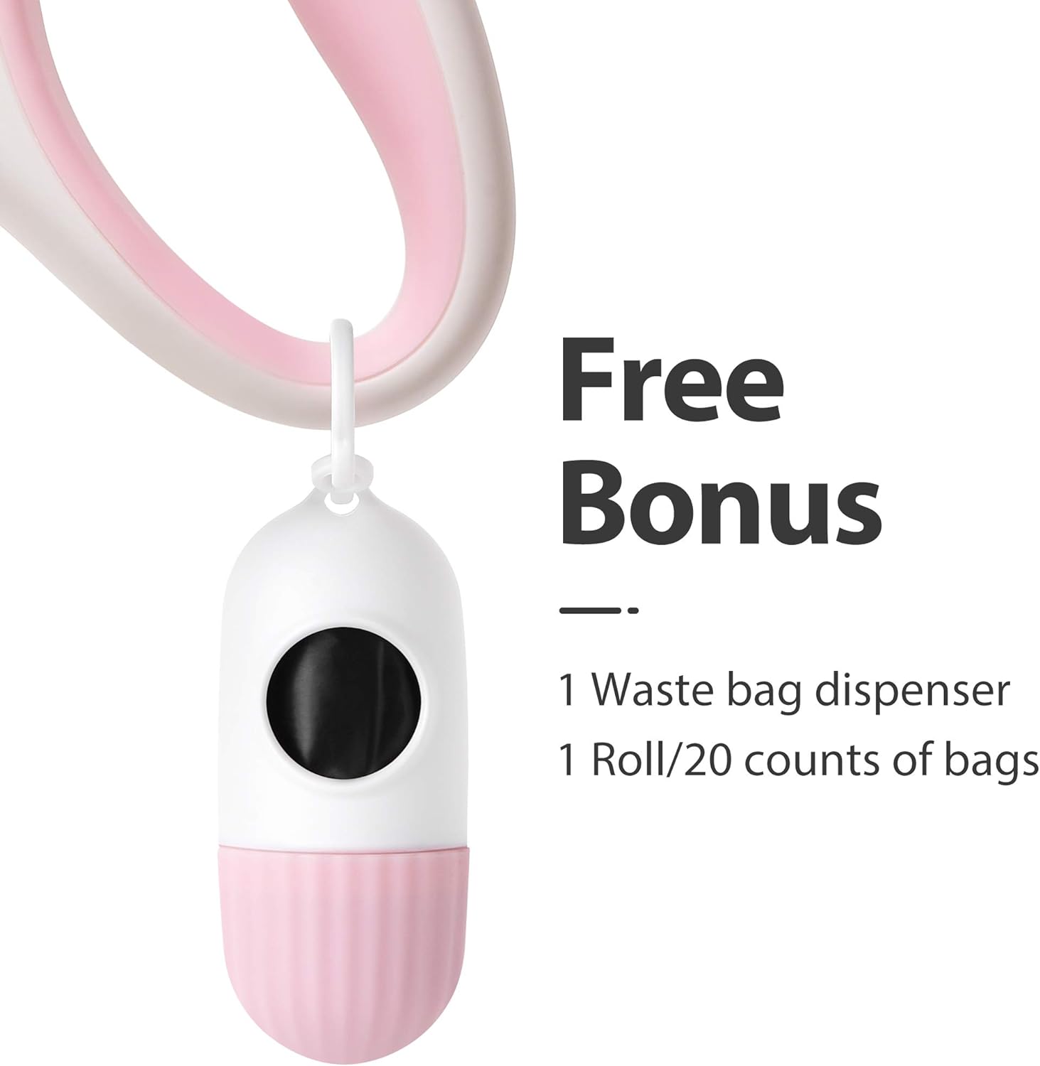 Retractable Dog Leash with Dispenser and Poop Bags, 10 Ft Pet Walking Leash for X-Small Dog or Cat up to 18 Lbs, Anti-Slip Handle, Tangle Free, Reflective Nylon Tape (XS, White)