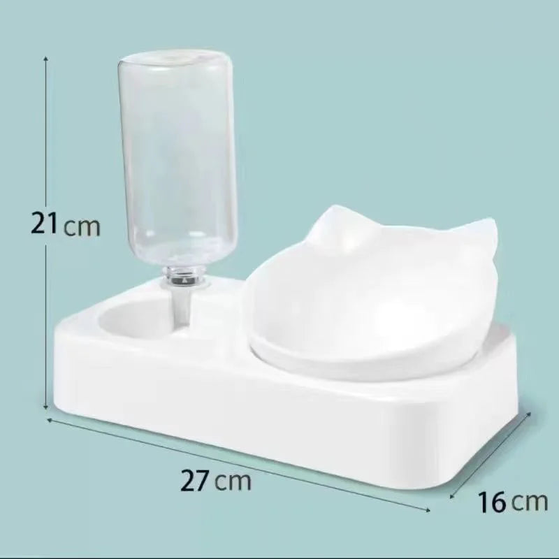 Dual-Purpose Pet Bowl Tilt to Protect Cervical Vertebrae Dog Food Bowl Automatic Drinking Feeder Pet Feeding Supplies
