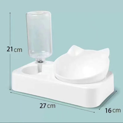Dual-Purpose Pet Bowl Tilt to Protect Cervical Vertebrae Dog Food Bowl Automatic Drinking Feeder Pet Feeding Supplies
