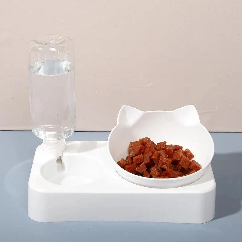 Dual-Purpose Pet Bowl Tilt to Protect Cervical Vertebrae Dog Food Bowl Automatic Drinking Feeder Pet Feeding Supplies