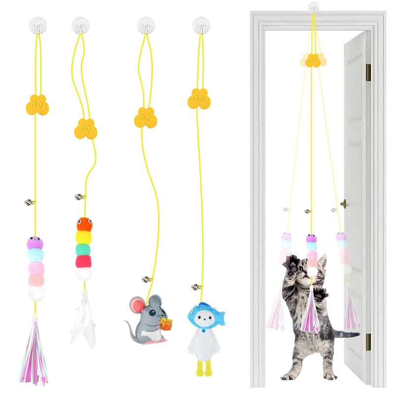Interactive Cat Toy Hanging Simulation Cat Toy Funny Self-Hey Interactive Toy for Kitten Playing Teaser Wand Toy Cat Supplies
