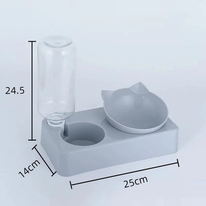 Dual-Purpose Pet Bowl Tilt to Protect Cervical Vertebrae Dog Food Bowl Automatic Drinking Feeder Pet Feeding Supplies